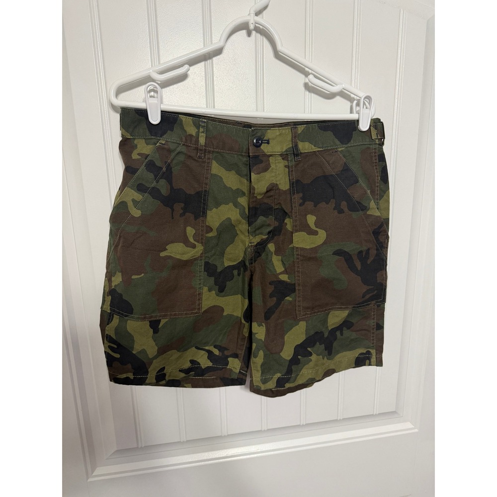 J.Crew Shorts Mens 32 Woodland Camo Ripstop Utility Side Tab Adjustable EUC